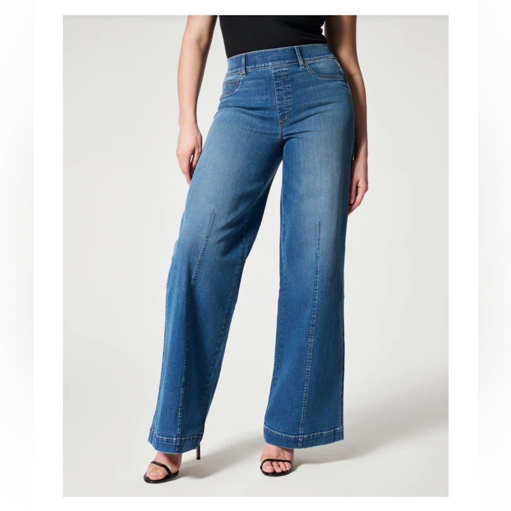 SPANX Seamed Front Wide Leg Jeans Casual Style Size S